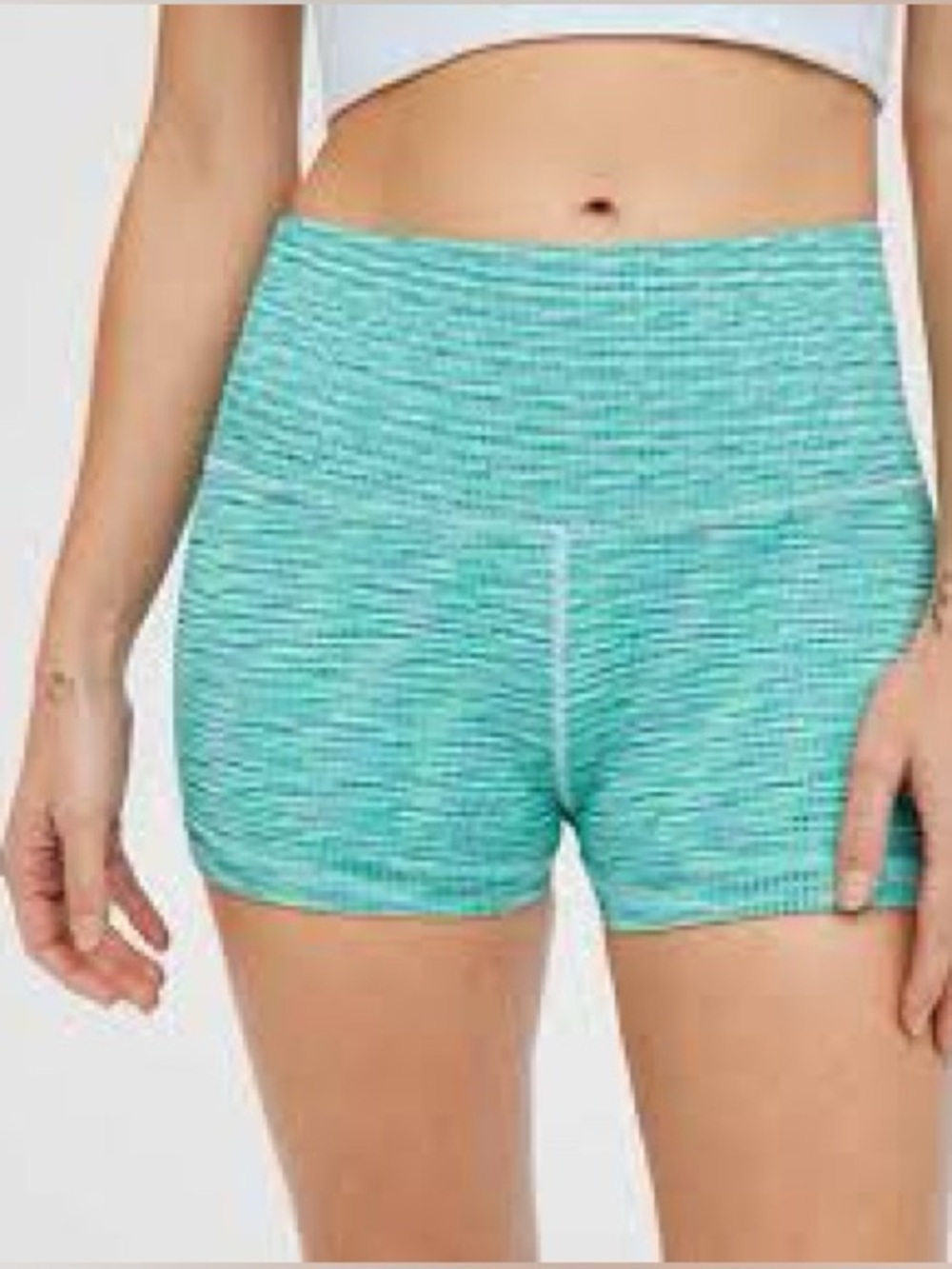 Aerie Green Athletic Booty Shorts with Compression Fit and Elastic Waistband